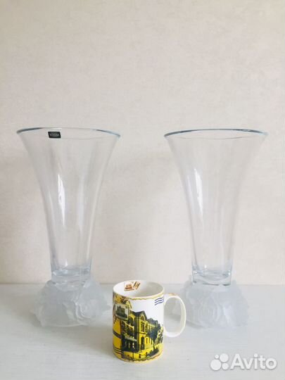 2 вазы в стиле Lalique, Чехия, хрусталь, 35 см