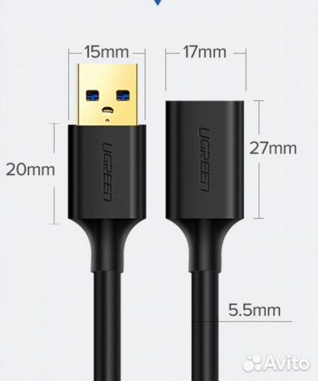 USB Удлинительный Кабель USB 3,0 ugreen