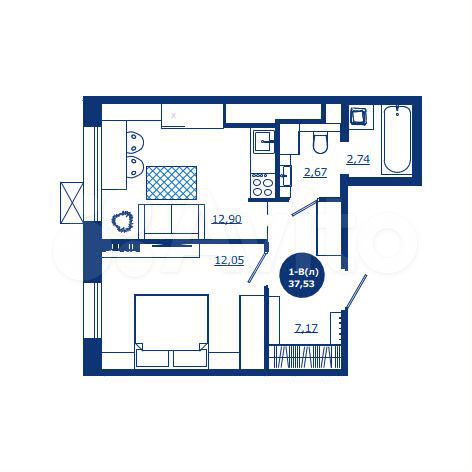 1-к. квартира, 37,5 м², 13/17 эт.