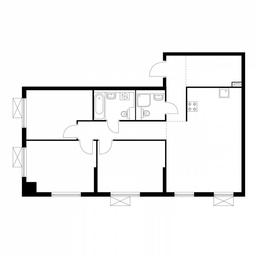 3-к. квартира, 86,4 м², 2/17 эт.