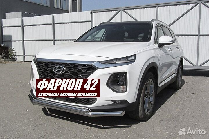 Защита переднего бампера Hyundai santa-FE (2018)