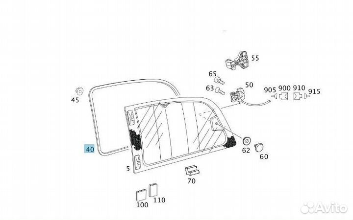 Уплотнитель бокового стекла Mercedes Vito,Viano639