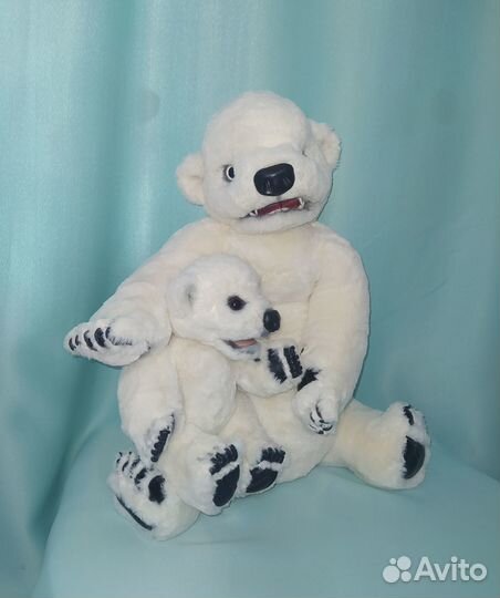 Реалистичный белый мишка авторская игрушка