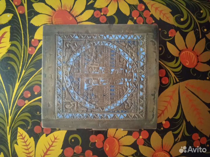 Латуная створка.Церковное литье Богородица