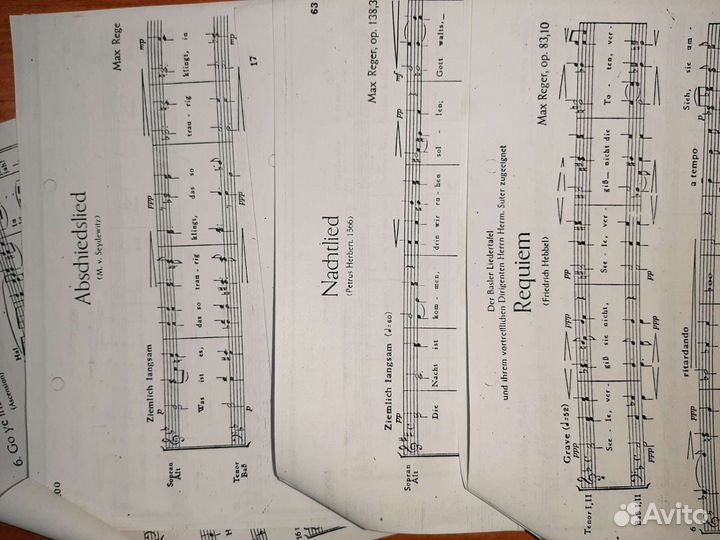 Ноты. Хоровые произведения Макса Регера