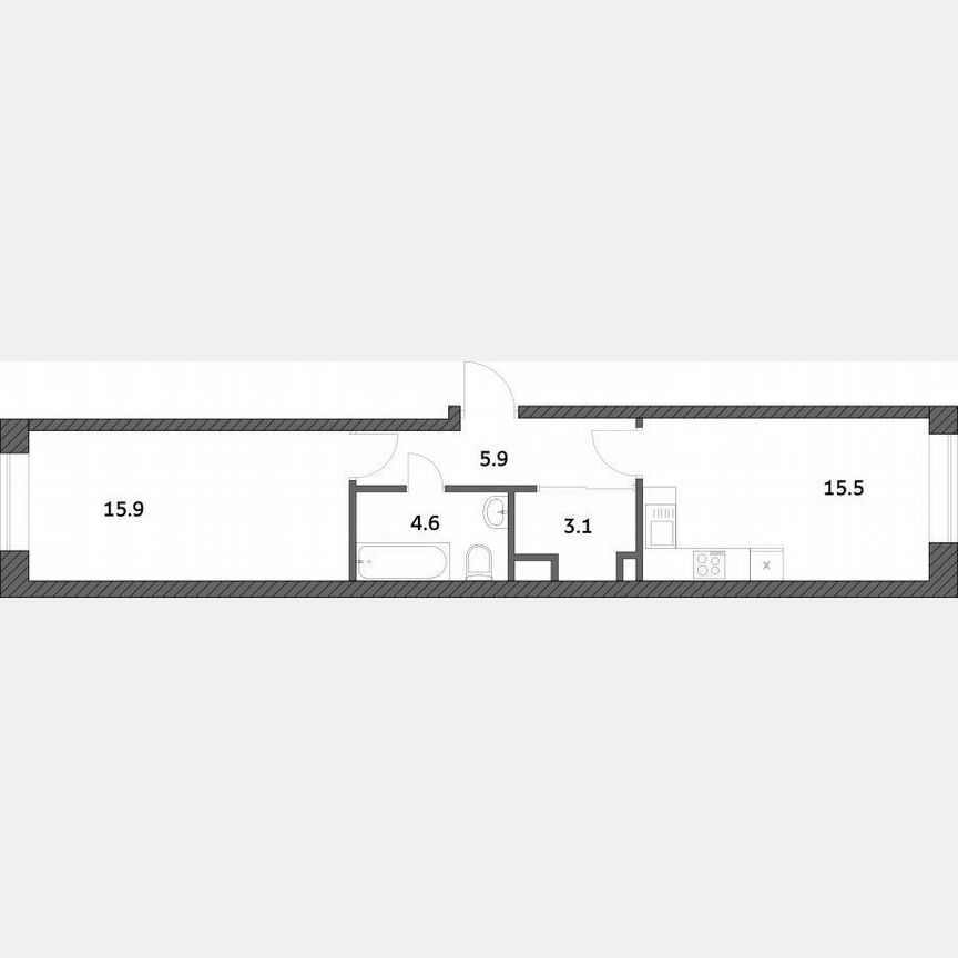 1-к. квартира, 45,1 м², 2/19 эт.