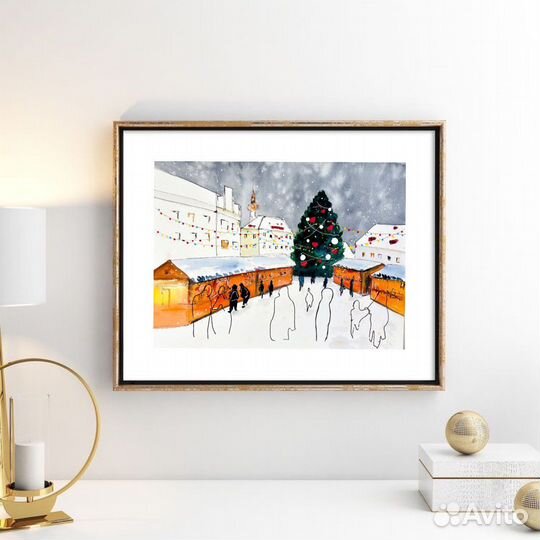 Живопись Акварель. Картина зима