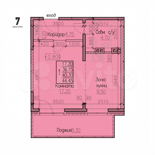 1-к. квартира, 40,3 м², 2/9 эт.