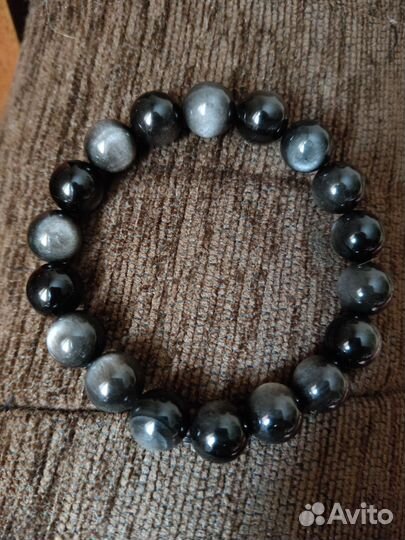 Браслет нат. обсидиан новый