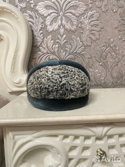 Мужская зимняя шапка кожаная с норкой