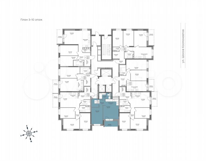 2-к. квартира, 47,4 м², 3/24 эт.