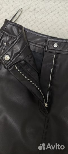 Юбка черная кожаная XS