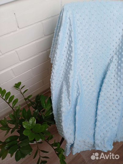 Ткань плюш минки голубой цвет