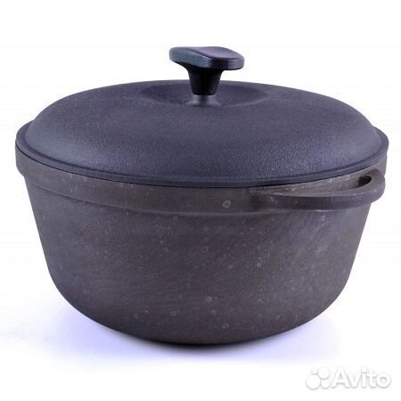 Кастрюля чугунная (ситон) с чугунной крышкой 4 л