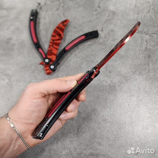 Нож бабочка тренировочная CS GO ст.420 (Красные по