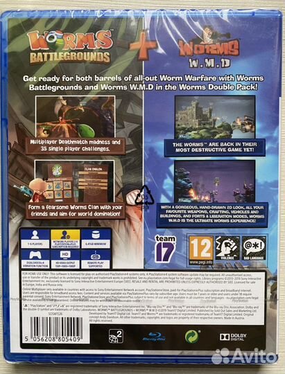 Worms Battlegrounds + Worms WMD PS4 Новый Диск