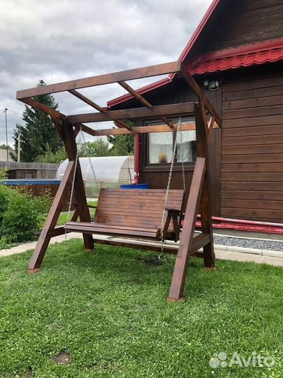 Качели садовые деревянные