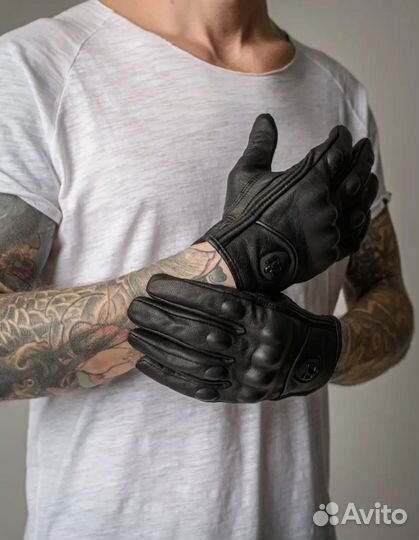 Мотоперчатки кожаные сенсорные новые