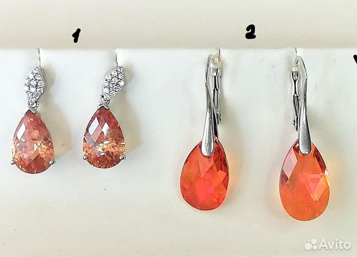 Серьги серебро Сваровски С506