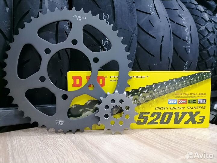 Цепь и звезды Kawasaki ER-6N/F / Z650 / KLE650