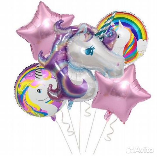 Воздушные шары единорог, звезды
