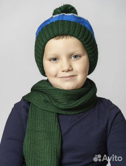 Комплект шапка и шарф для мальчика (новый)