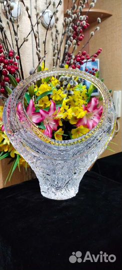 Ваза - корзинка хрусталь. Чехия. Богемия