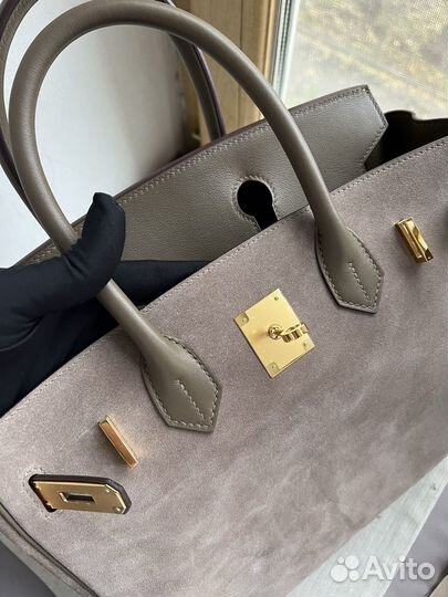 Сумка Hermes Birkin 30 suede/swift gold