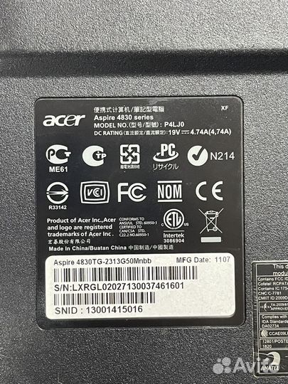 Acer 4830 в разбор