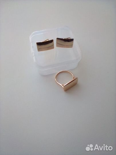 Комплект,сережки,кольцо,покрытие золотом,585пр
