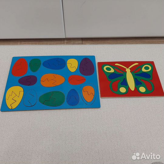 Деревянные пазлы для малышей + кубики 