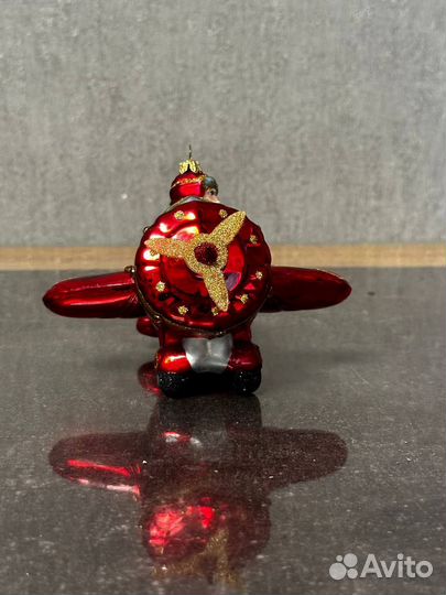 Елочная игрушка дед мороз на самолёте с подарками