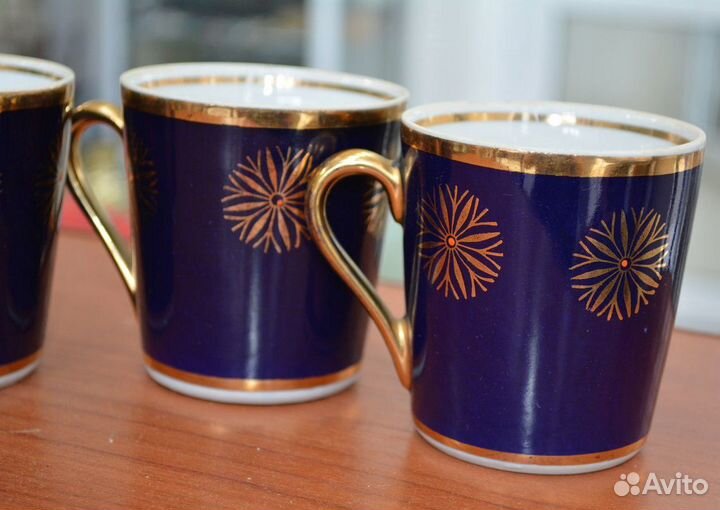 Фарфоровые чайные чашки- 4 шт (кобальт )