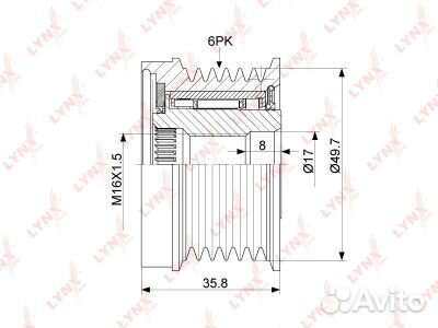 Шкив генератора обгонный D20DT Ssangyong Kyron