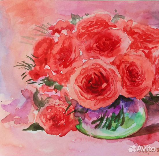 Розы Розы картина Розы акварелью