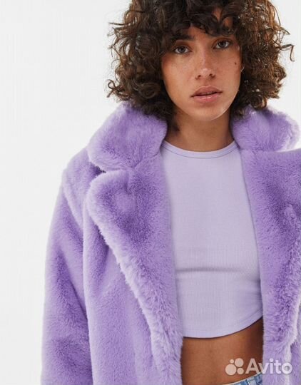 Шуба bershka Фиолетовая Эко-Мех