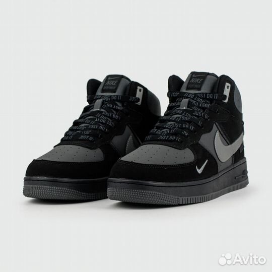 Кроссовки Nike Air Force 1 Mid Black / Grey with F