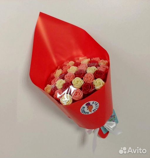 Розы из Белого Шоколада - 29 шт Букете