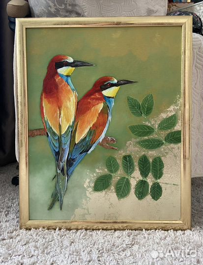 Картина интерьерная «Пара ярких птиц»