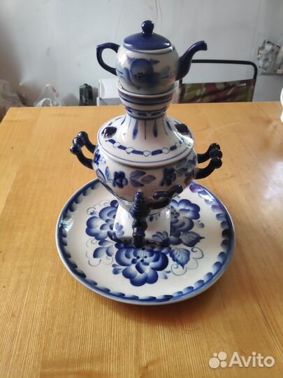 Самовар шкатулка Гжель