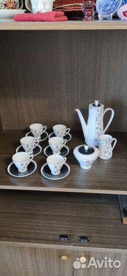 Кофейный сервиз клеточка Freiberger фарфор
