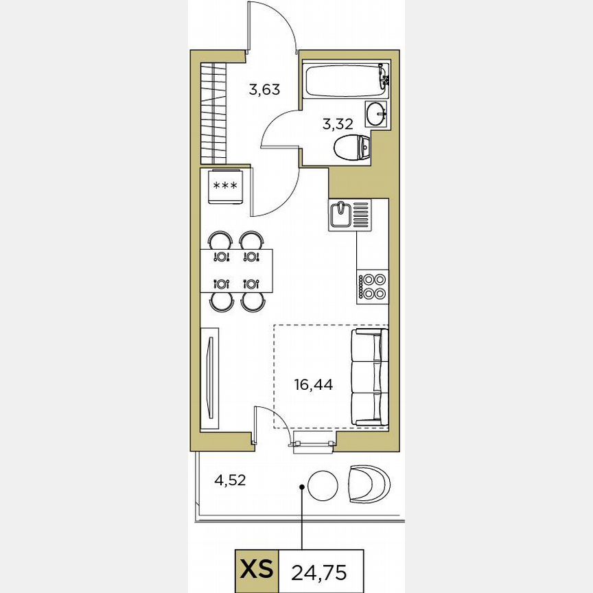 Квартира-студия, 23,4 м², 23/24 эт.