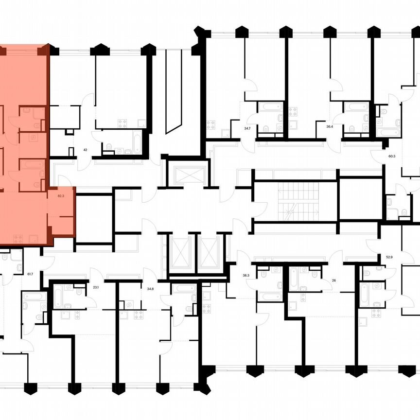 3-к. квартира, 82,2 м², 9/25 эт.