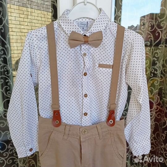 Костюм на мальчика с бабочкой и подтяжками 5-6 лет