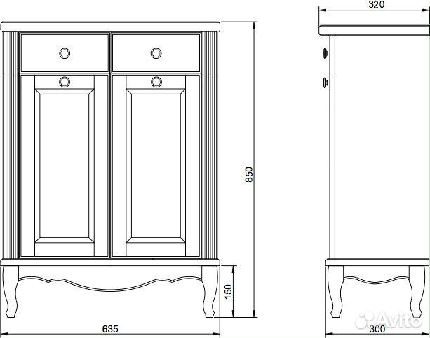 Тумба ValenHouse Лиора 65 с 2 бельевыми корзинами