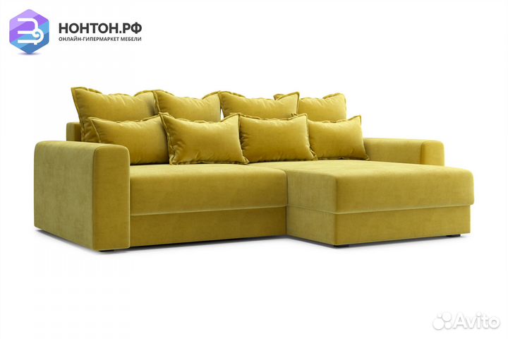Диван угловой тик-так Омега горчичный