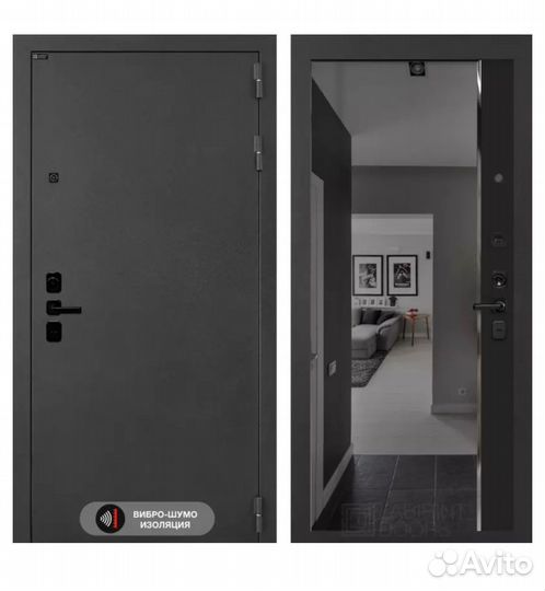 Дверь входная Акустик с зеркалом панорама