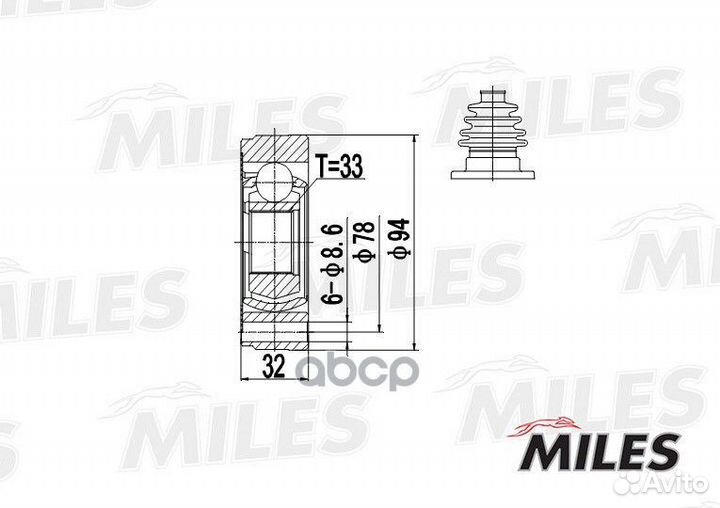 ШРУС audi 100/80 1.6/1.8 76-91 внутр. GA10001 M