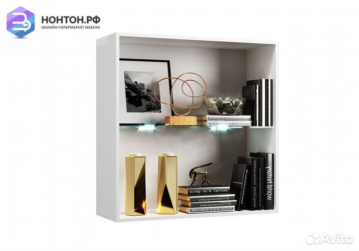 Шкаф навесной Квадро белый глянец / белый