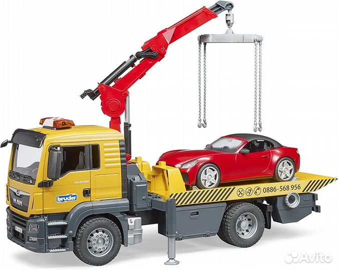 Большой эвакуатор MAN с машинкой Bruder